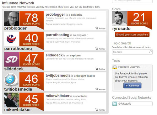 Klout Screenshot